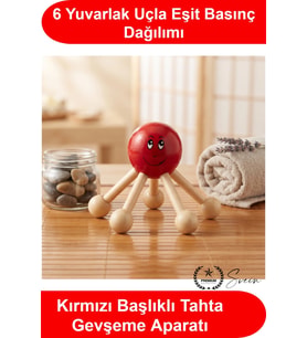 Doğal Ahşap Masaj Aleti Uğur Böceği Tasarımlı 6 Noktalı Ergonomik Manuel Sırt Boyun Omuz Bel Bacak İ