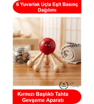 Doğal Ahşap Masaj Aleti Uğur Böceği Tasarımlı 6 Noktalı Ergonomik Manuel Sırt Boyun Omuz Bel Bacak İ