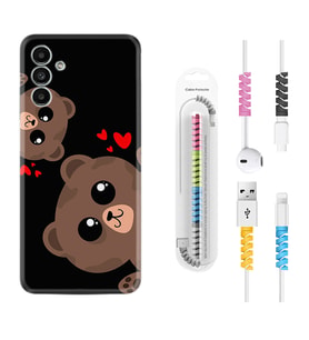 Samsung A23 A31 A32 A50 A51 A52 A53 A70 Kılıf Kablo Koruma Spiral Silikon Love Animals 1780