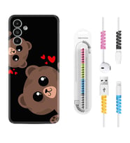 Samsung A23 A31 A32 A50 A51 A52 A53 A70 Kılıf Kablo Koruma Spiral Silikon Love Animals 1780