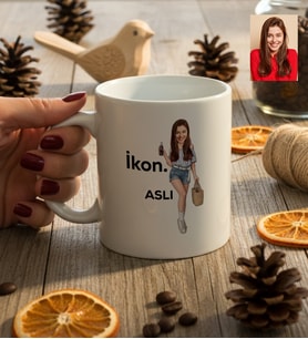 Kişiye Özel Karikatürlü İkon Kupa Bardak Doğum Günü Hediyesi