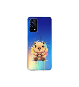 Oppo A55 ile Uyumlu Splash Kapibara Tasarımlı Şeffaf Silikon Kılıf