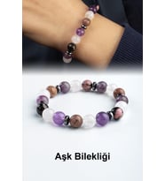 Pembe Kuvars-Rodonit-Karışık Doğal Taş Küre Kesim Aşk Bilekliği