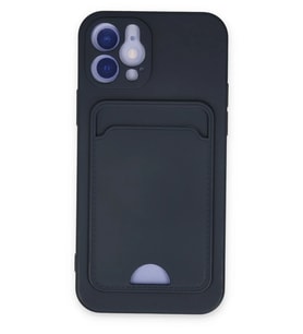 iPhone 12 Kılıf Kelvin Kartvizitli Silikon - Lacivert