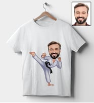 Kişiye Özel Karateci Tasarımlı Karikatür Tişört