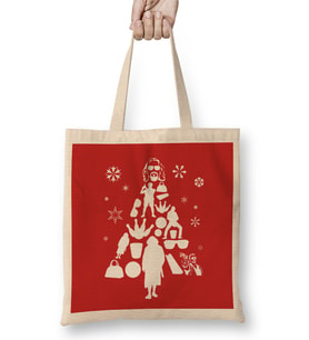 Big Lebowski Christmas Tree Silhouette White Bez Çanta Uzun Saplı