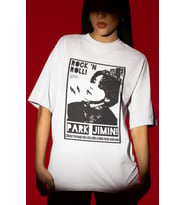 Tasarım Rock 'N Roll Park Jimin Rapper Şarkıcı Baskılı Unisex Oversize Tişört