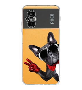 PrintiFy Xiaomi Poco M5 ile Uyumlu 1mm Slim Fit Köpek 2 050e Baskılı Şeffaf  Kılıf