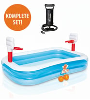 Bestway 54122 Pompalı Şişme Havuz – Basket Potalı, Çocuklar İçin Eğlenceli Oyun ve Yüzme Havuzu (Mavi)
