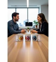 Seramik Kupa Dişli Komik Karakterler Baskılı 300 ml Hediyelik Ofis Kahve Çay Kupası Özel Tasarım