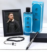 Kişiye Özel Siyah Çerçeve & 270ml Rebul Aqua Erkek Kolonya & Dama Detaylı Tükenmez Kalem & Siyah Tesbih Hediye Seti