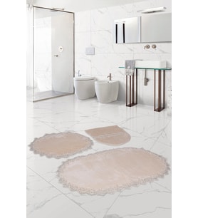 Bonny Home Venüs Vizon 3'lü Dantelli Banyo Paspası Seti Çeyizlik Klozet Takımı