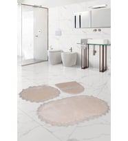 Bonny Home Venüs Vizon 3'lü Dantelli Banyo Paspası Seti Çeyizlik Klozet Takımı