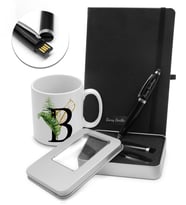 Kişiye Özel Harf Kupa & Kişiye Özel USB Kalem & Kişiye Özel Defter Hediye Seti