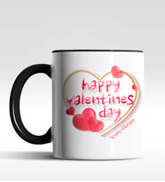 Kişiye Özel Happy Valentines Day Tasarımlı Siyah Renk Kupa