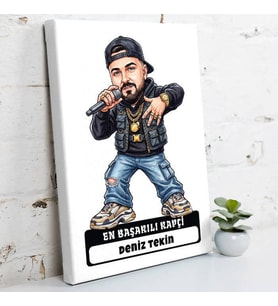 Rapçiye Hediye Erkek Karikatürlü Kanvas Tablo