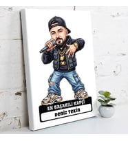 Rapçiye Hediye Erkek Karikatürlü Kanvas Tablo