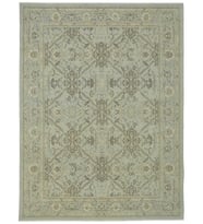 Mavi Tonlarında Madalyonlu El Dokuma Salon Halısı Vintage Eskitme Görünüm Klasik Stil