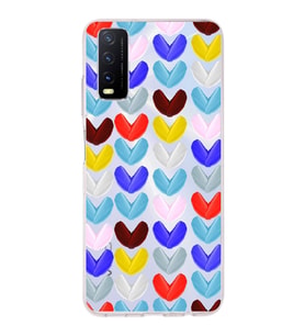 PrintiFy Vivo Y20s ile Uyumlu 1mm Slim Fit Water Color 1 Baskılı Şeffaf  Kılıf