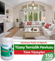 QUICKCARE Dezenfektanlı Yüzey Temizlik Havlusu 150 Yaprak- Limon Kokulu (Beyaz)