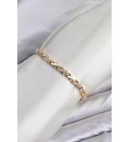 CM Çapraz Zincir Model Zirkon Taşlı VIP Seri Gold Renk Pirinç Kadın Bileklik TJ-BB8605
