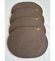 Jüt Amerikan Servis Sofra Altlığı, Masa Dekoru Supla Oval Mavi 30x40 4lü (Kahverengi)