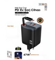 PD 67W 1xUSB 1xType-C Girişli 2X Fast Hızlı Şarj Adaptörü Universal Çoklayıcı