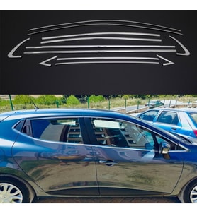 Renault Clio 4 Cam Çıtası Kromu Çerçevesi Komple Nikelaj Seti