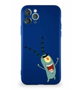 Apple iPhone 11 Pro Soft Premier Kapak Plankton Tasarımlı Silikon Kılıf - Lacivert (Şeffaf)