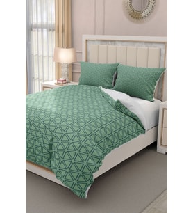 Çift Kişilik ( Lastikli Çarşaflı ) %100 Pamuk Saten Nevresim Takımı Green Pattern