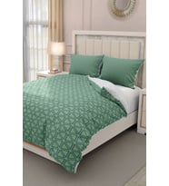 Çift Kişilik ( Lastikli Çarşaflı ) %100 Pamuk Saten Nevresim Takımı Green Pattern