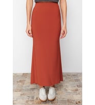 Moda Regular Düz Desen Günlük Maxi Boy Vücuda Oturan Balık Form Esnek Maxi Etek