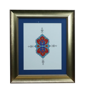 e38 EL İŞÇİLİĞİ RUMİ MOTİFLİ TEZHİP TABLO - 44*51 CM - 6539