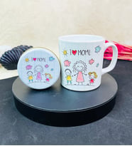 Çizgi Anne Kız Ve Erkek Çocuk Tasarımlı Kokulu Mum Ve Kupa Set