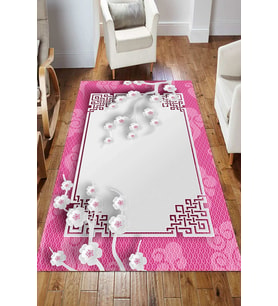 Dijital Kaymaz Taban Yıkanabilir Salon Halısı Mutfak Halısı Koridor Halısı Yolluk ND-HS-430 (Pembe)