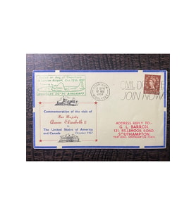 İngiltere Kraliçe Elisabeth II AMERİKA VE KANADA ZİYARETİ İLK GÜN ZARFI 1957 FDC GB QEII USA/CANAD