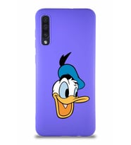 Samsung Galaxy A50 Soft Premier Kapak Donald Duck-A Tasarımlı Silikon Kılıf - Mor (Şeffaf)