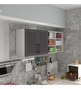 Kenzlife hazır mutfak dolabı zencefil60 gri mod2 60*160*32 mebran kapak suntalam gövde