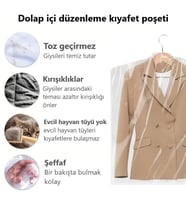 Jokey Ambalaj Gardırop Içi Askılık Yuvalı Kuru Temizleme - Dolap Içi Şeffaf Saklama KILIFI Naylonu 10 Adet (Ebat Seçenekli)