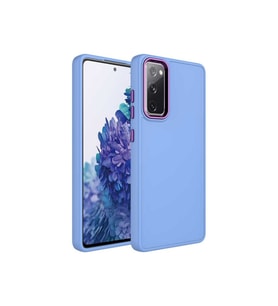 Samsung Galaxy S20 FE Uyumlu Kılıf Metal Çerçeve ve Buton Tasarımlı Silikon Zore Luna Kapak (Lila)