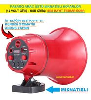 PAZARCI ARAÇ ÜSTÜ ANONS HOPARLÖR (MIKNATISLI-USB GİRİŞ-DAHİLİ HAFIZA)