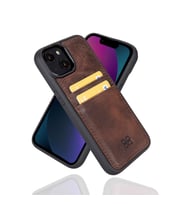 Bouletta Apple iPhone 14 Uyumlu Deri Kartlıklı Arka Kapak TN3 Kahve