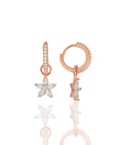 Gümüş rose zirkon taşlı lotus çiçeği küpe SGTL11942ROSE