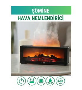 Şömine Alevli Hava Nemlendirici ve Aromaterapi Difizörü