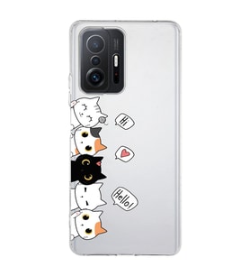 Xiaomi Mi 11T - 11T Pro Uyumlu Kedi Karakterler Tasarımlı Şeffaf Telefon Kılıfı