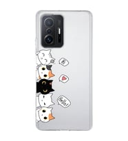 Xiaomi Mi 11T - 11T Pro Uyumlu Kedi Karakterler Tasarımlı Şeffaf Telefon Kılıfı