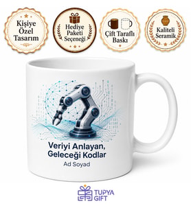 Yapay Zeka Robotik Tasarım Kupa Makine Öğrenmesi Algoritma Gelecek Mühendisi Hediye Bardak