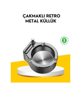 Paslanmaz Metal Yuvarlak Küllük, Şık ve Kullanışlı Tasarım