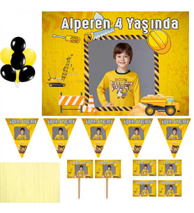 Hayaller Dükkanı İnşaat Temalı Kişiye Özel Parti Seti HDTS104