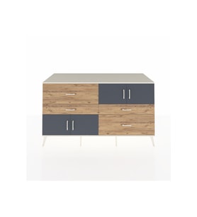 Kronos Konsol 2 Raflı 4 Çekmeceli 4 Kapaklı 176x59x99 Aytaşı-Antrasit/Çam